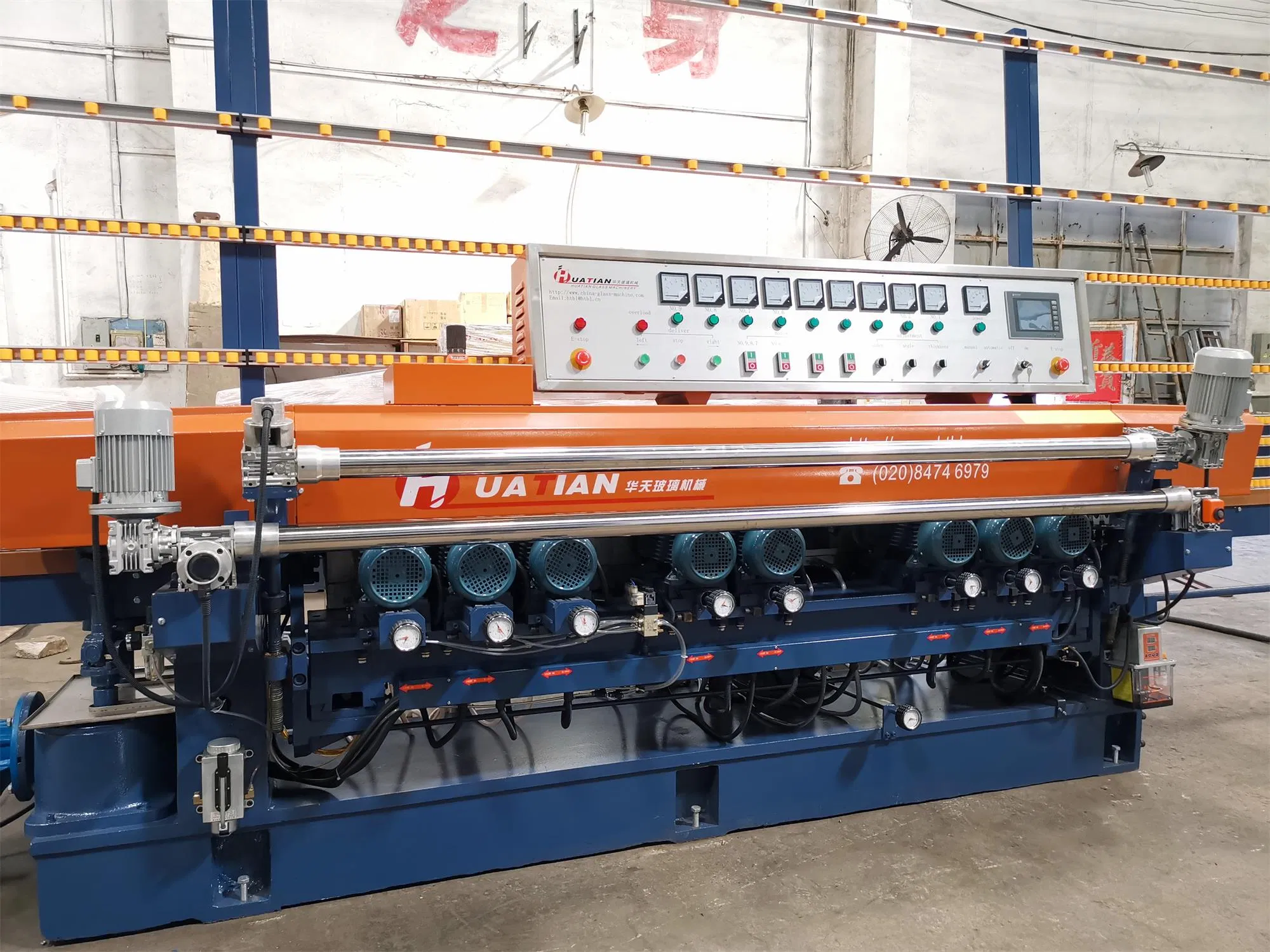 9 Wheels Spindles Float Glass Straight Line Mirror Beveling Edging Machine