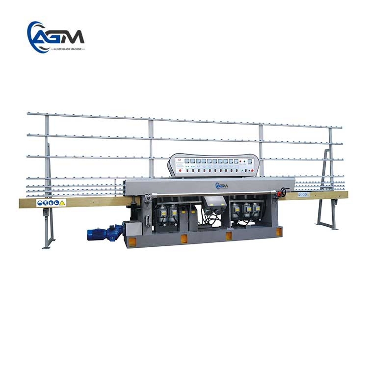AGM 9 Motors Glass Straight Line Edging Polishing Machine with PLC