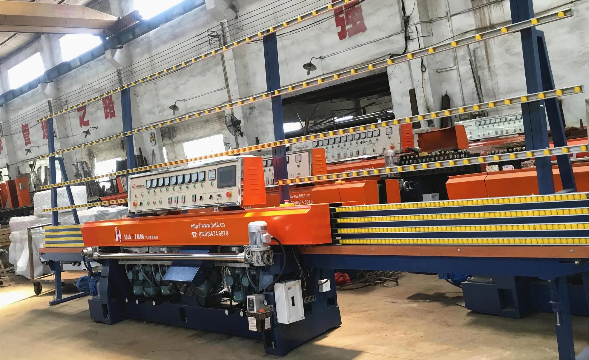 Automatic 9 Wheels Spindles Huatian Glass Straight Line Edging Grinding Machine Price