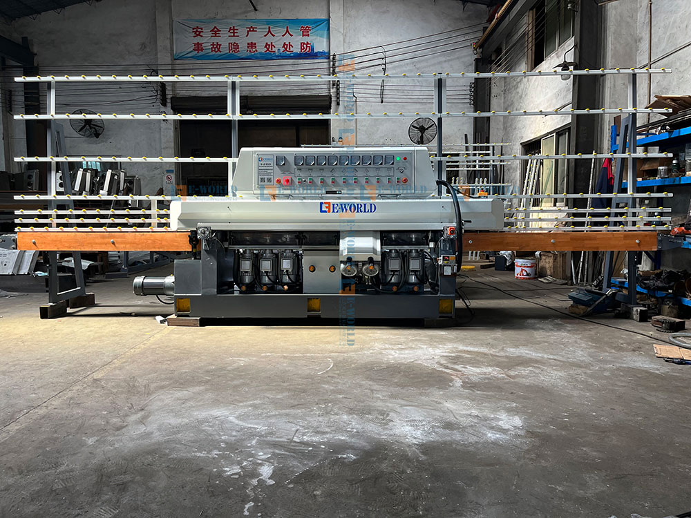 PLC Control Glass Processing Machinery 9 Motor 45 Angle Glass Edging Machine
