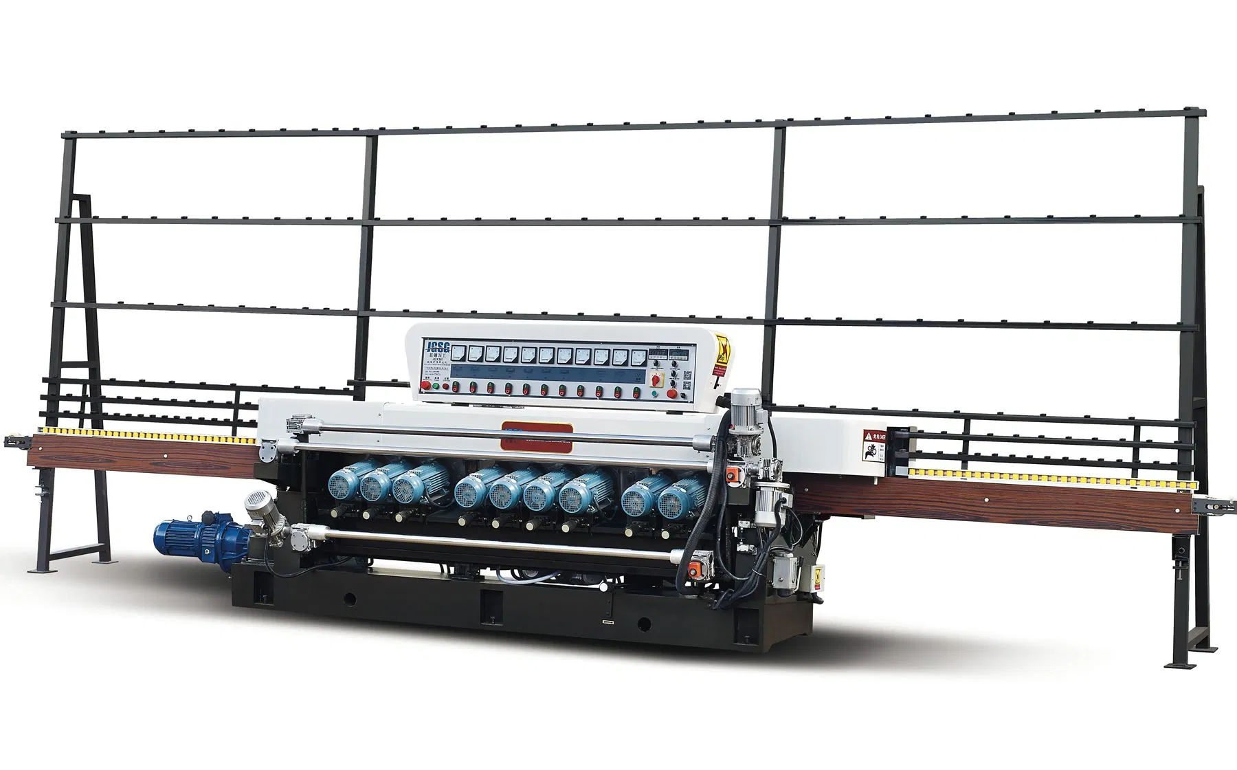 9 Spindles Motors Automatic Flat Glass Straight Line Polishing Edging Machine Manufacturer Hhxm361