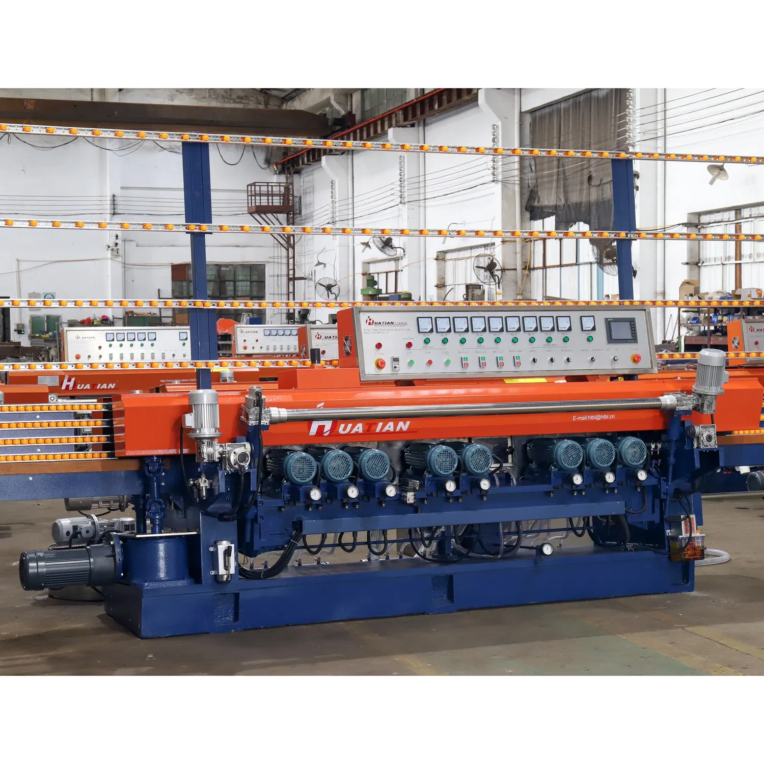 9 Wheels Spindles Float Glass Straight Line Mirror Beveling Edging Machine