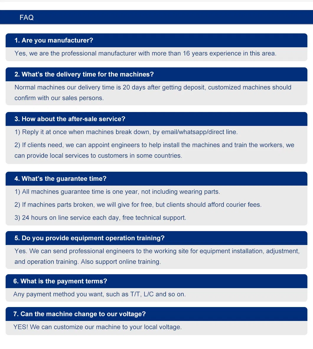 Service and FAQ Support