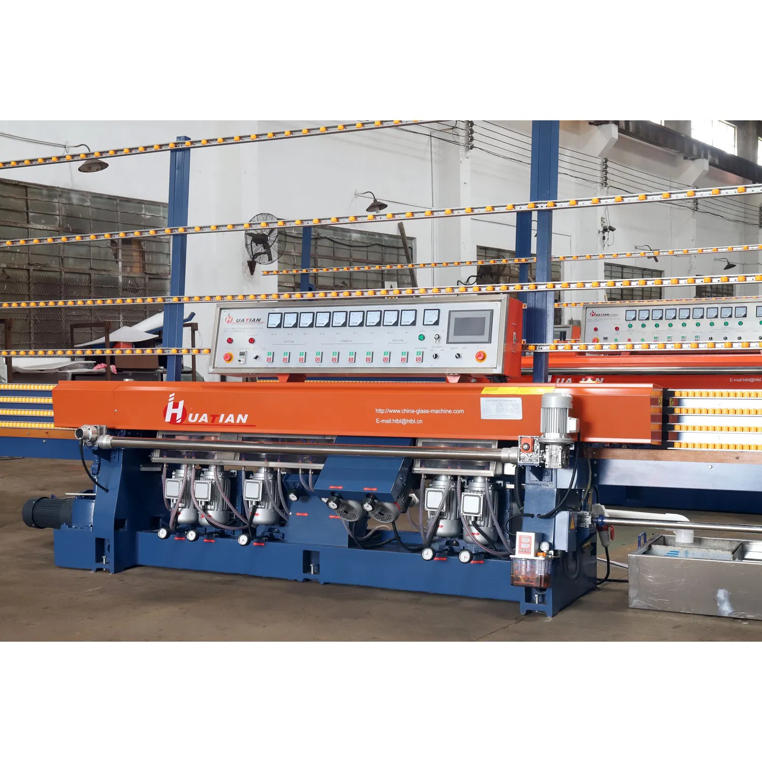 Automatic 9 Wheels Spindles Huatian Glass Straight Line Edging Grinding Machine Price