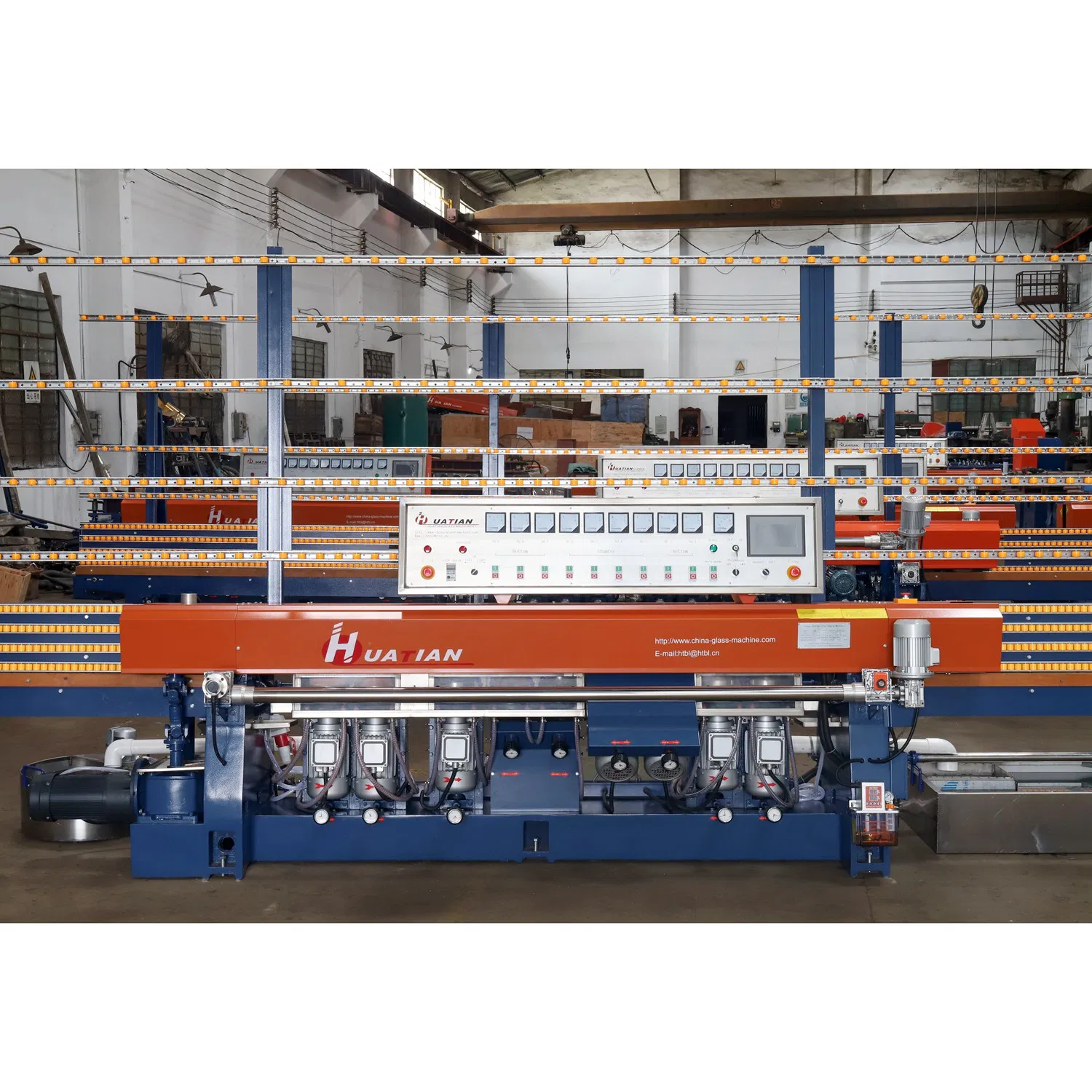 Automatic 9 Wheels Spindles Huatian Glass Straight Line Edging Grinding Machine Price