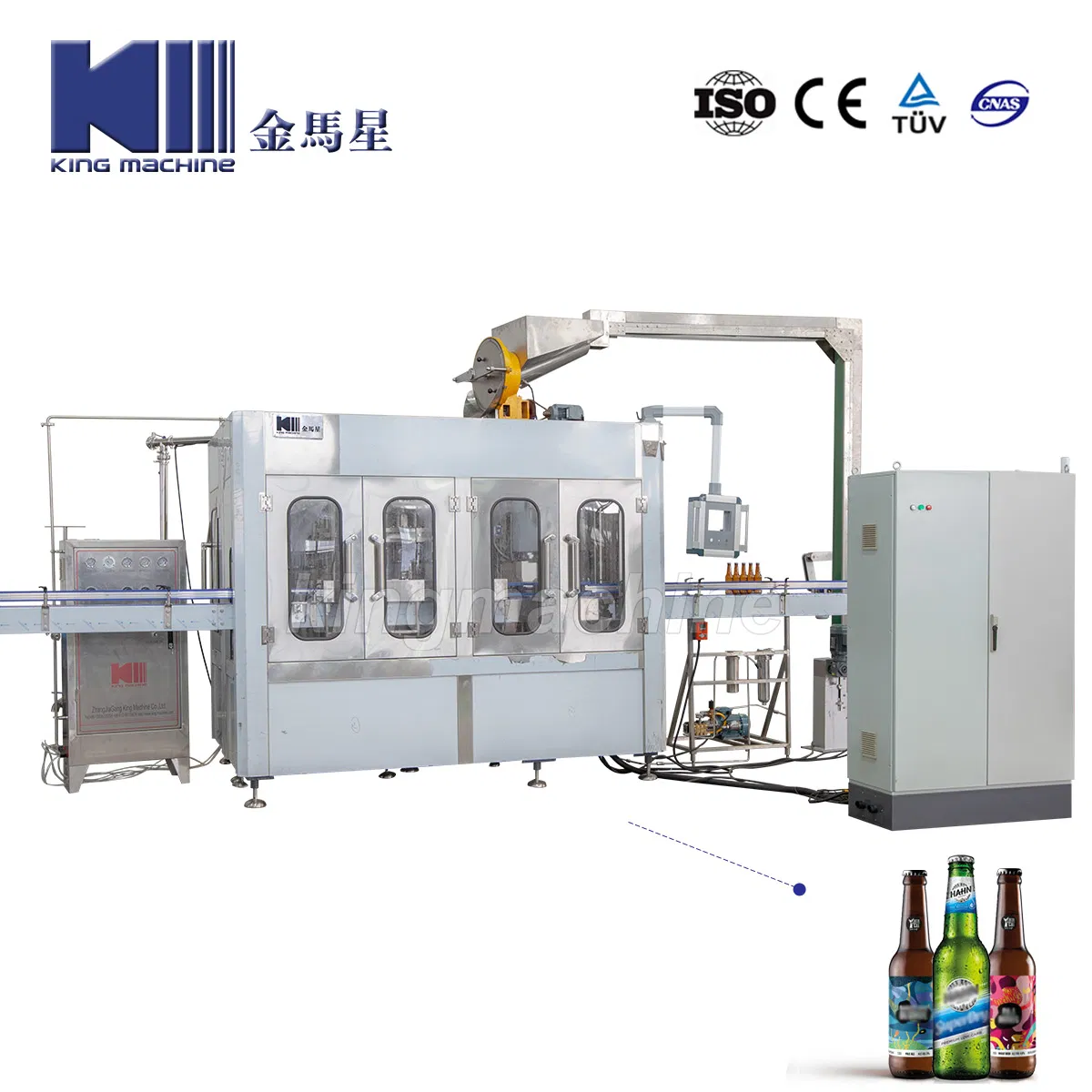 Beer Bottling Line in Pet Containers - Triblock (rinse aid, filling, capping) Plus Packer