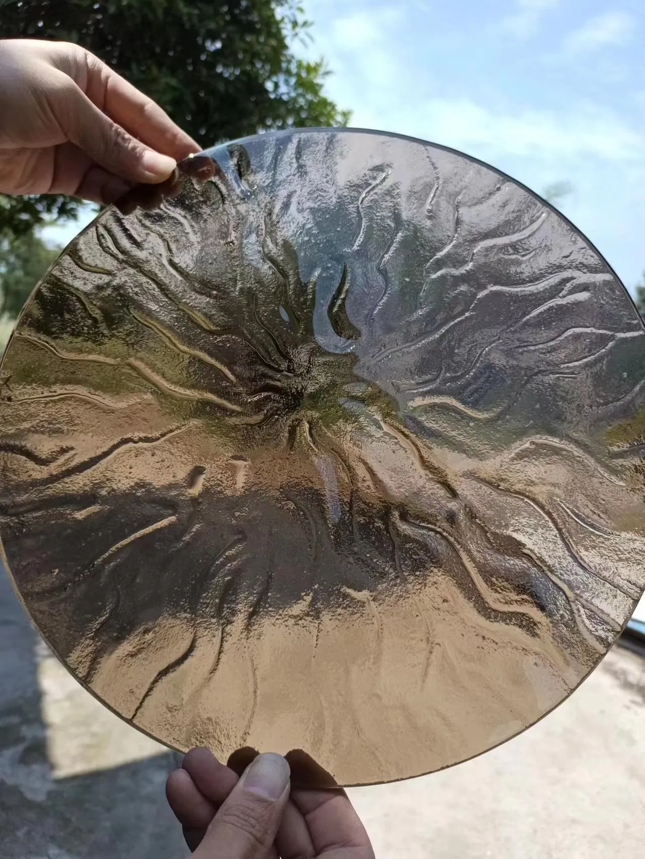 Unique Designed Architectural Clear Textured Hot Melt Kiln Mold Casting Fusing Decorative Tempered Cast Glass Panel