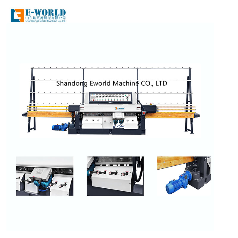 PLC Control Glass Processing Machinery 9 Motor 45 Angle Glass Edging Machine