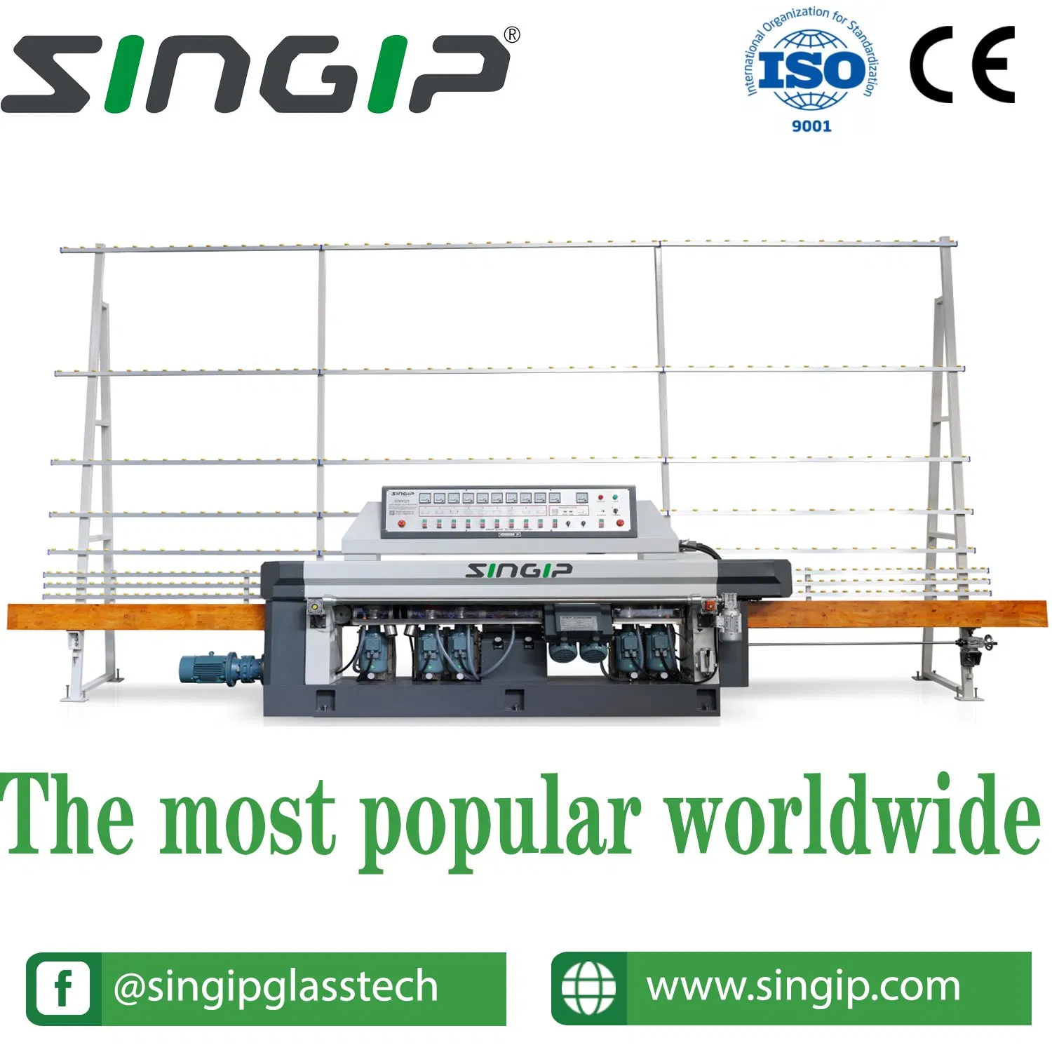 Szm9325b Glass Straight Line Edging Machine 9 Motors High Quality Machine