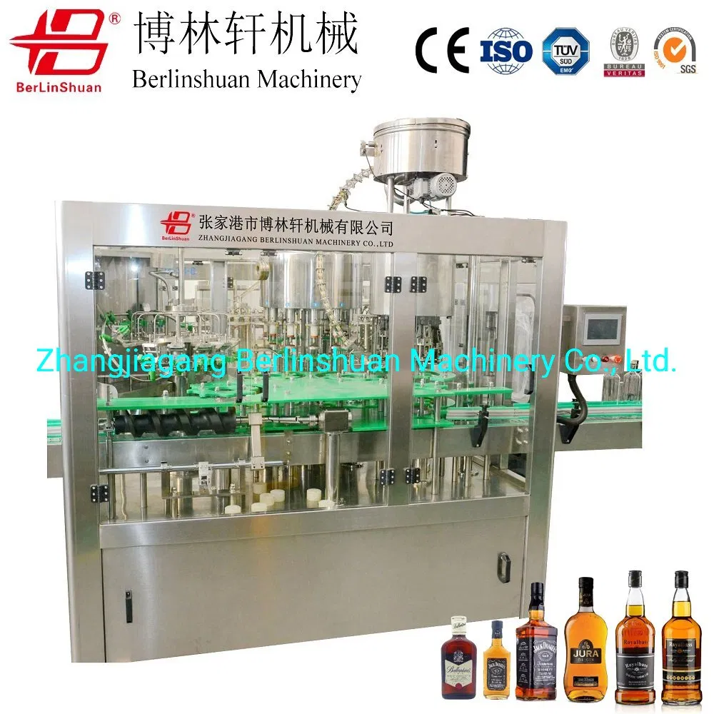 3-in 1 Automatic Glass Bottle Wine Alcoholic Beverage Processing Plant Equipment Liquor Drink Whisky Vodka Beer Production Line Filling Making Filling Machine