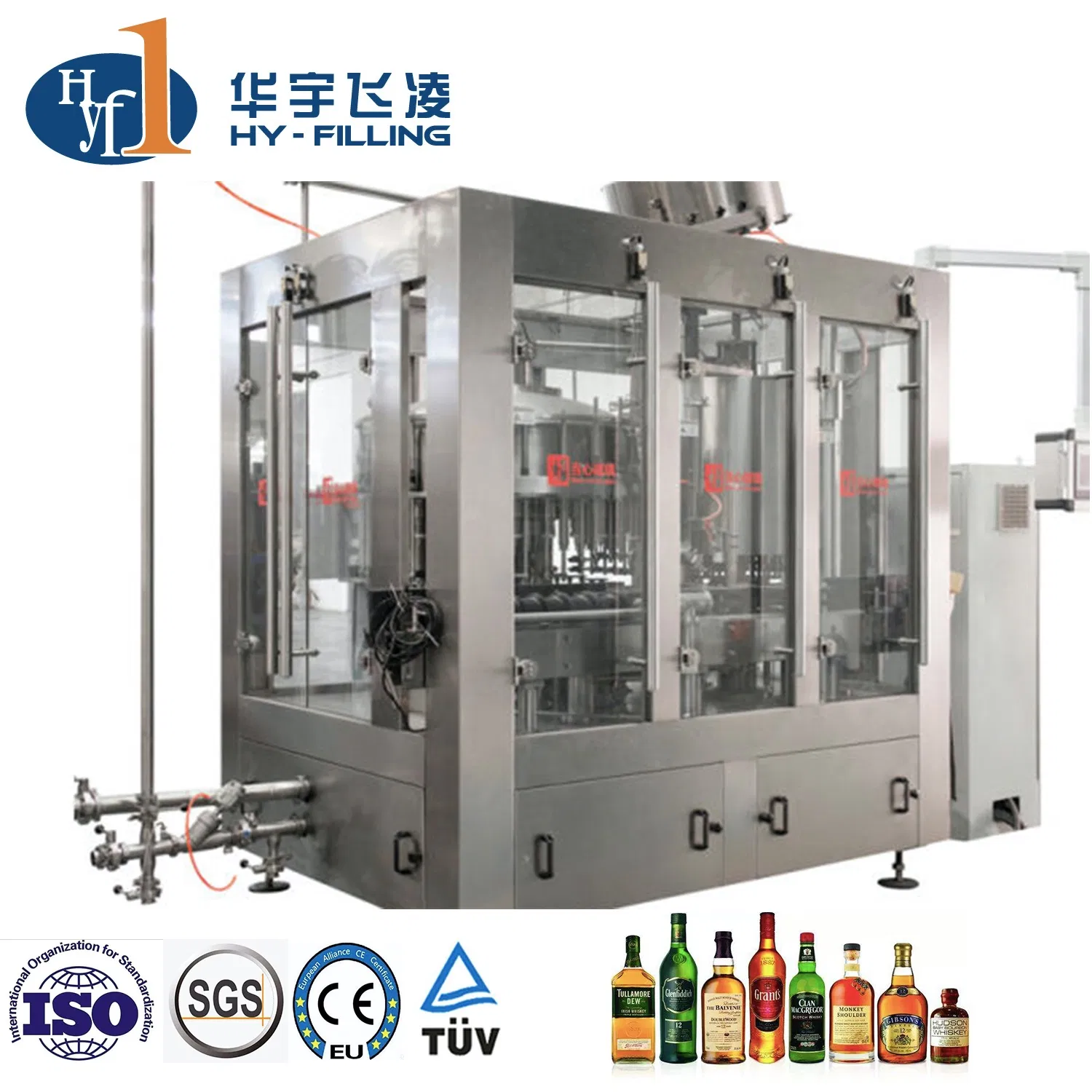 Flat Glass Bottle Alcohol Drink Filling Machine/Automatic Wine Alcohol Production Line