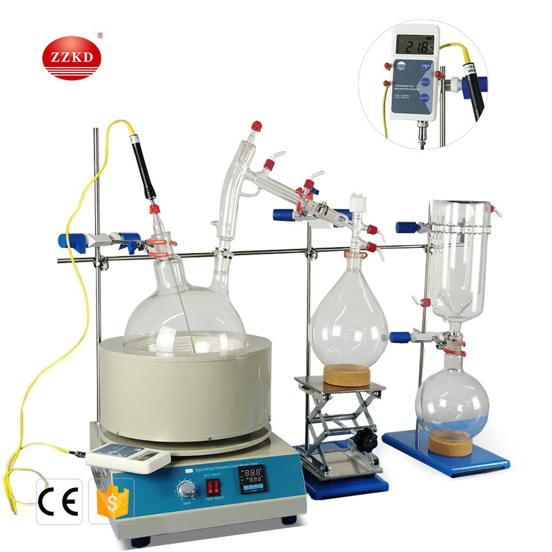 5L Short Path Distillation Equipment Alcohol Distiller Kit with Heating Mantle and Cold Trap