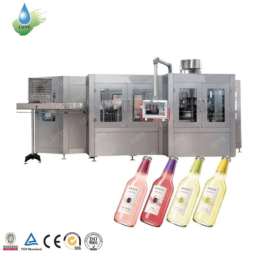 3-In1 Automatic Glass Bottle Wine Alcoholic Beer Processing Plant Equipment Liquor Drink Whisky Vodka Beer Production Line Filling Making Bottling Machine
