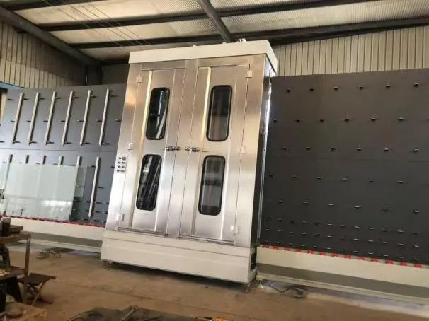 Vertical insulating glass washing machine