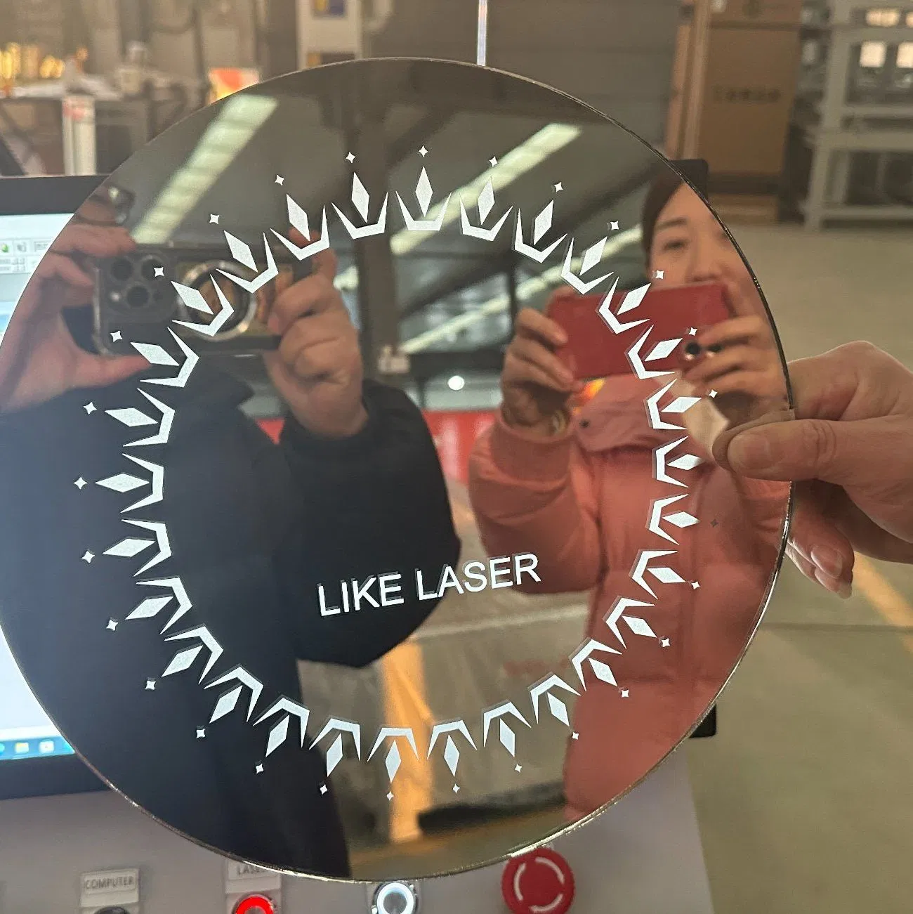 Large Area Glass LED Mirror Fiber Laser Sandblasting Coating Engraving Marking Machine