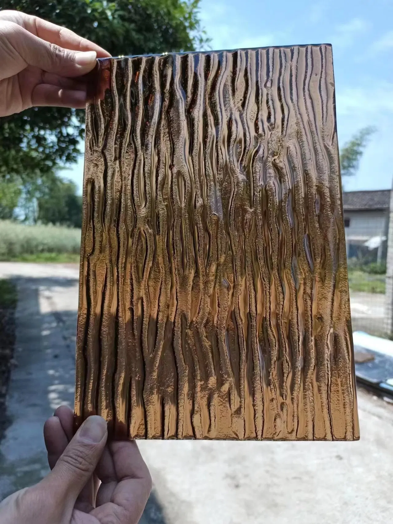 3-19mm Unique Designed Architectural Clear Textured Hot Melt Casting Fusing Decorative Tempered Cast Glass Panel