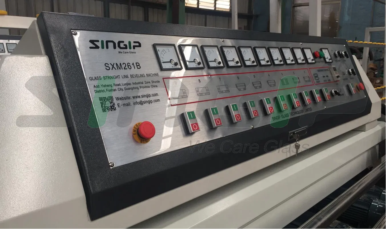 Singip 9 Motor Glass Straight Line Beveling Machine Glass Edging Machinery Equipment