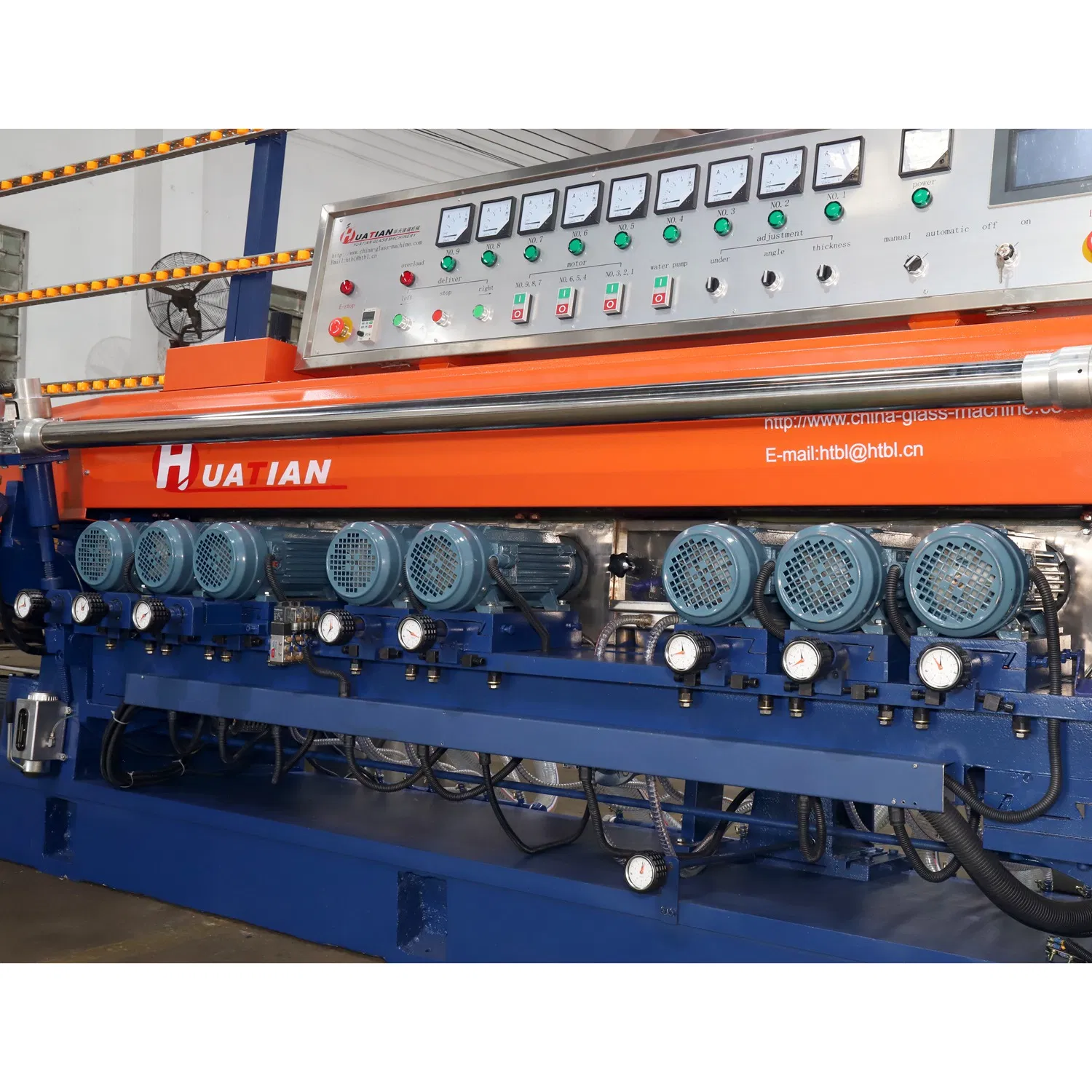 9 Wheels Spindles Float Glass Straight Line Mirror Beveling Edging Machine