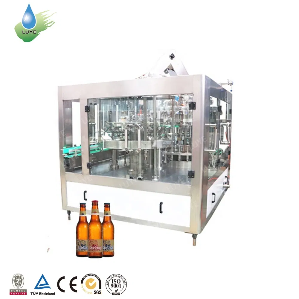 3-In1 Automatic Glass Bottle Wine Alcoholic Beer Processing Plant Equipment Liquor Drink Whisky Vodka Beer Production Line Filling Making Bottling Machine