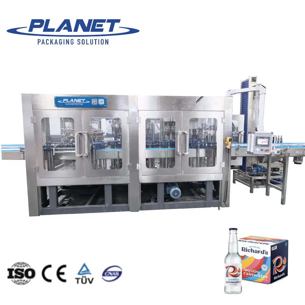 Automatic Glass Bottle Wine Alcoholic Beverage Processing Plant Equipment Carbonated Drinks Beer Sparkling Water Filling Making Bottling Production Line