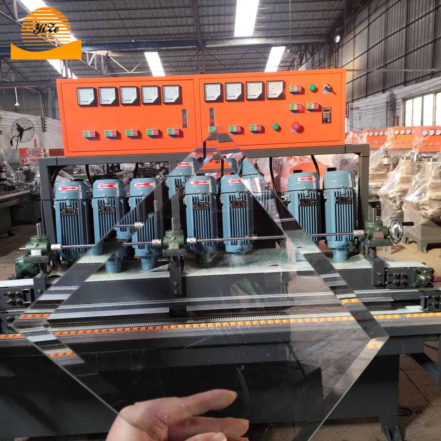 Glass Bevelled Edger Machine Small Tile Double Edging Glass Processing Glass Straight Line Edging Machine Flat Edge Trimmer