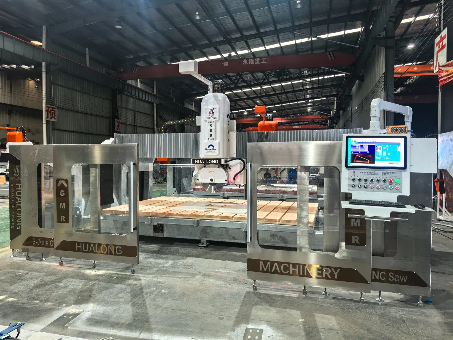 2026 Hualong Machinery Hknc-500 Plus Waterjet Marble CNC 5+1 Axis Bridge Saw Automatic Stone Cutting Machine
