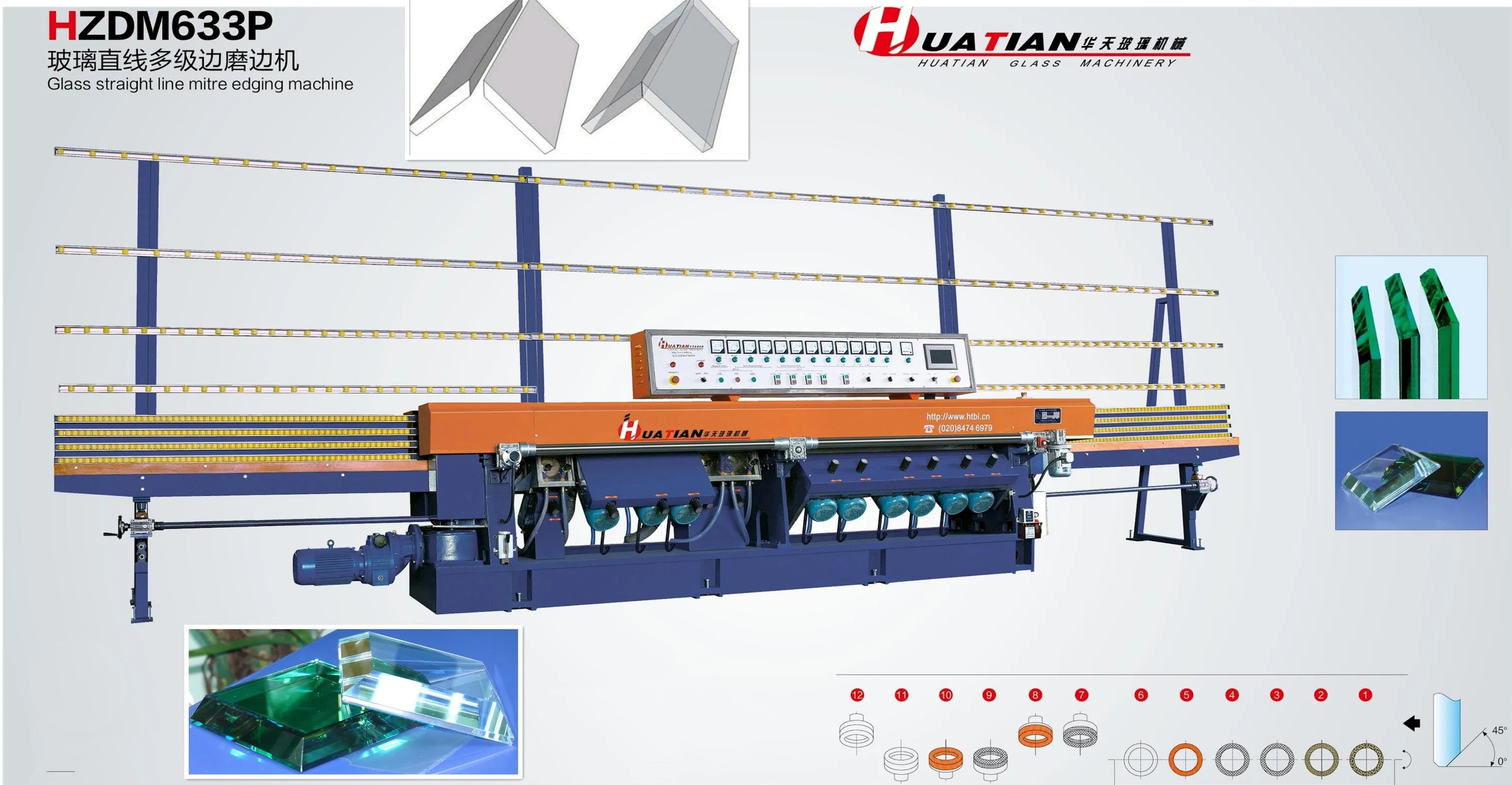 9 Spindles Motors Automatic Flat Glass Straight Line Polishing Edging Machine Manufacturer