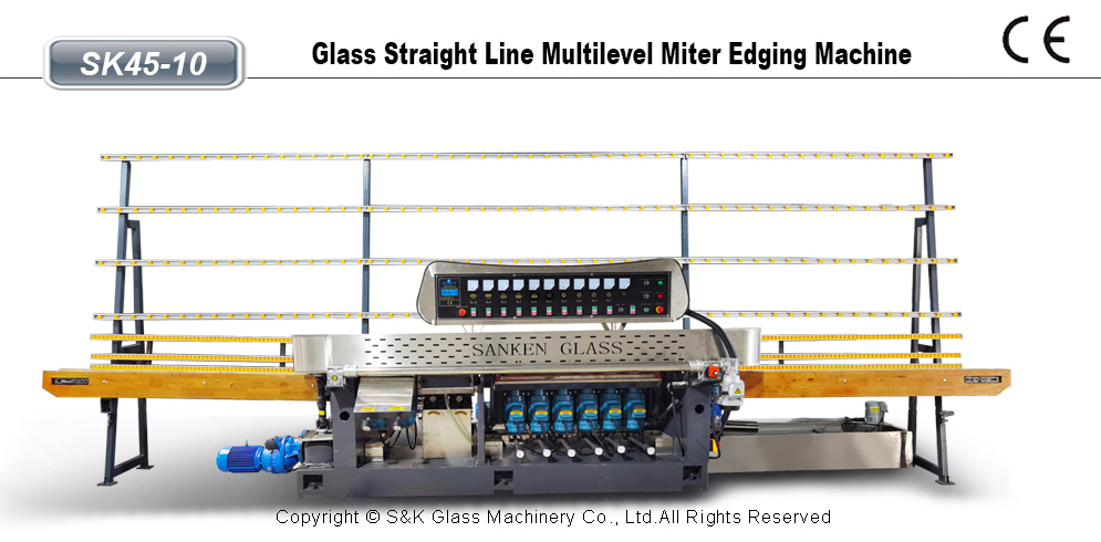 Sanken 10-Motor Glass Multilevel Facet Polishing Machine Glass Vertical Single Edger