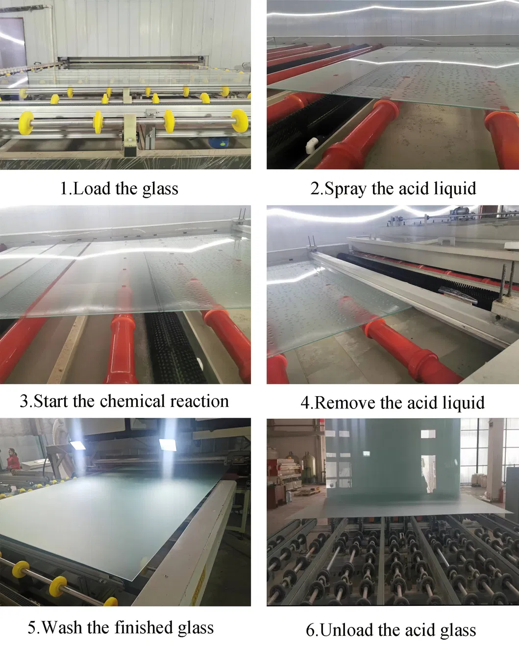 Automatic Acid Etched Glass Frosting Machinery Process