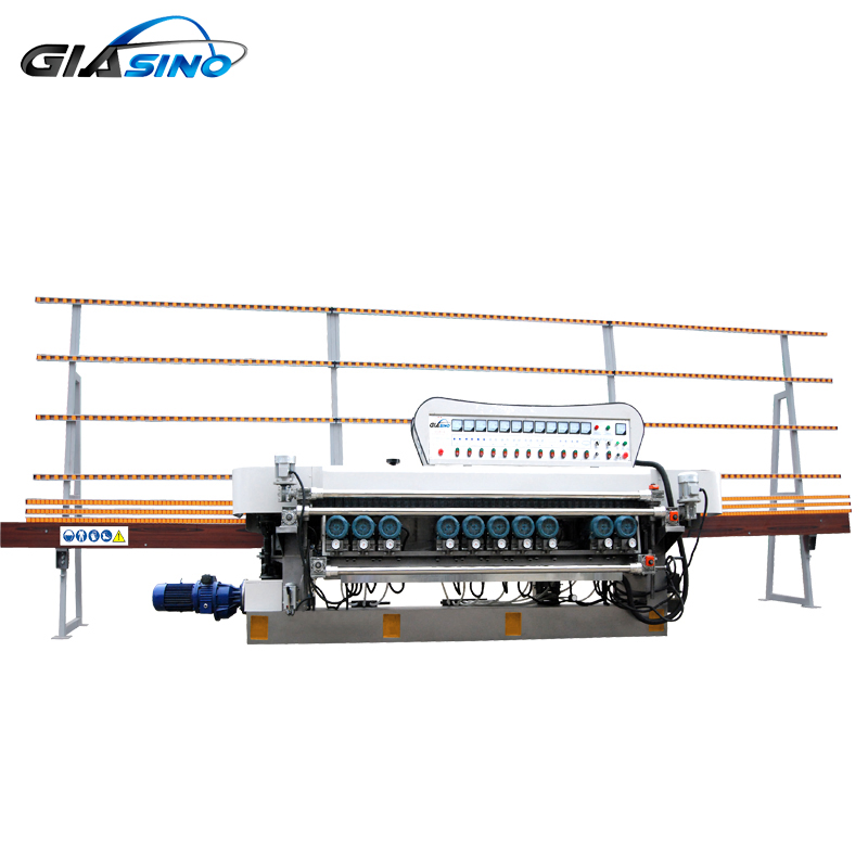 9 Motors Glass Straight Line Round Edging Polishing Machine with PLC Custom Made Accept