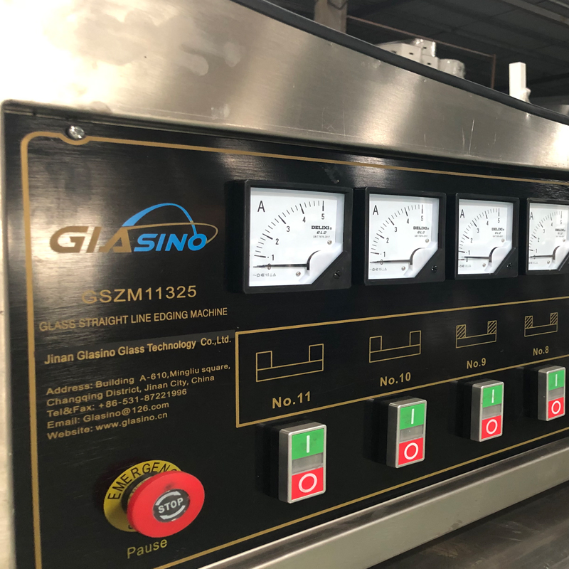 9 Motors Glass Straight Line Round Edging Polishing Machine with PLC Custom Made Accept