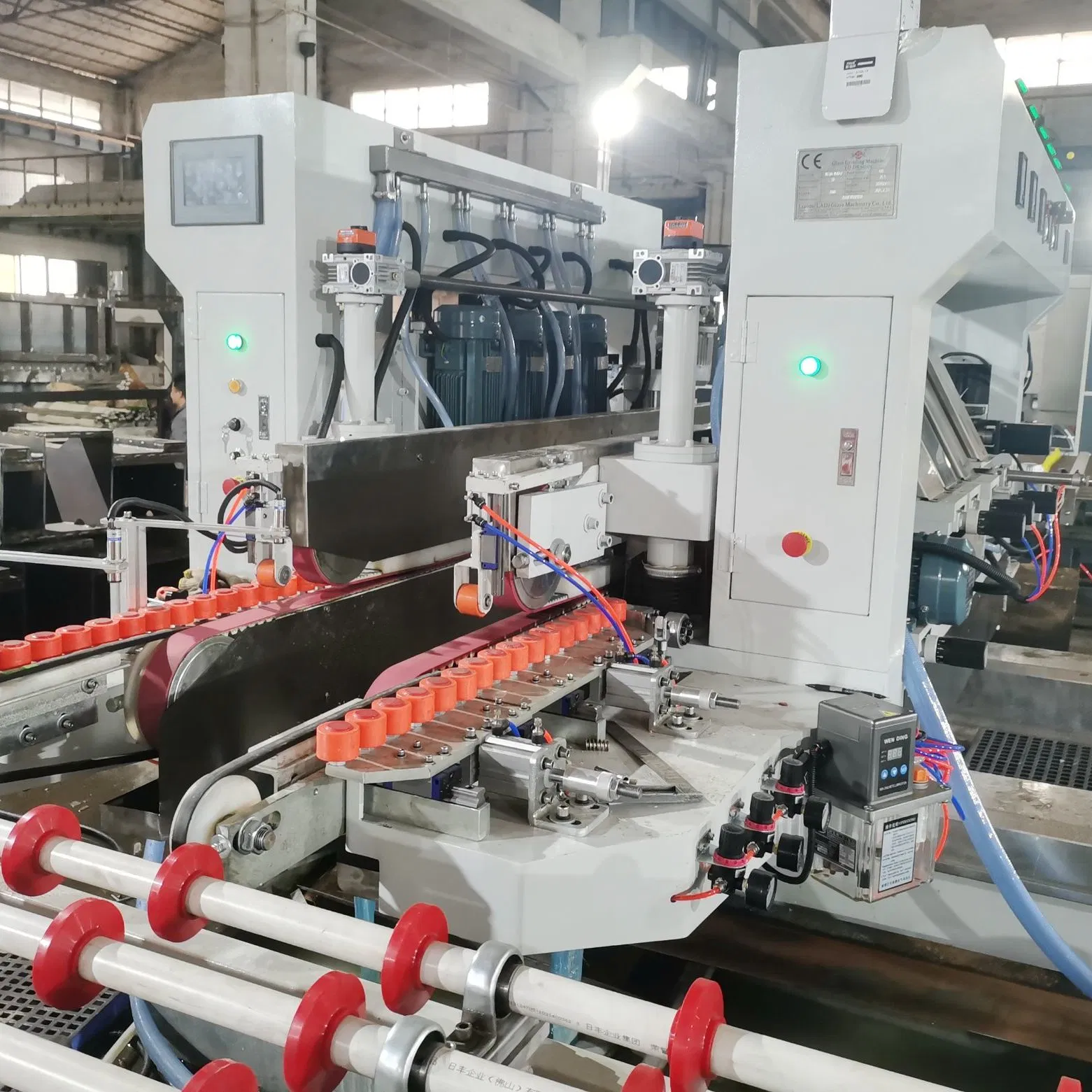 High Speed Glass Double Edging Machine Line for Fa, PE, R/C Corner