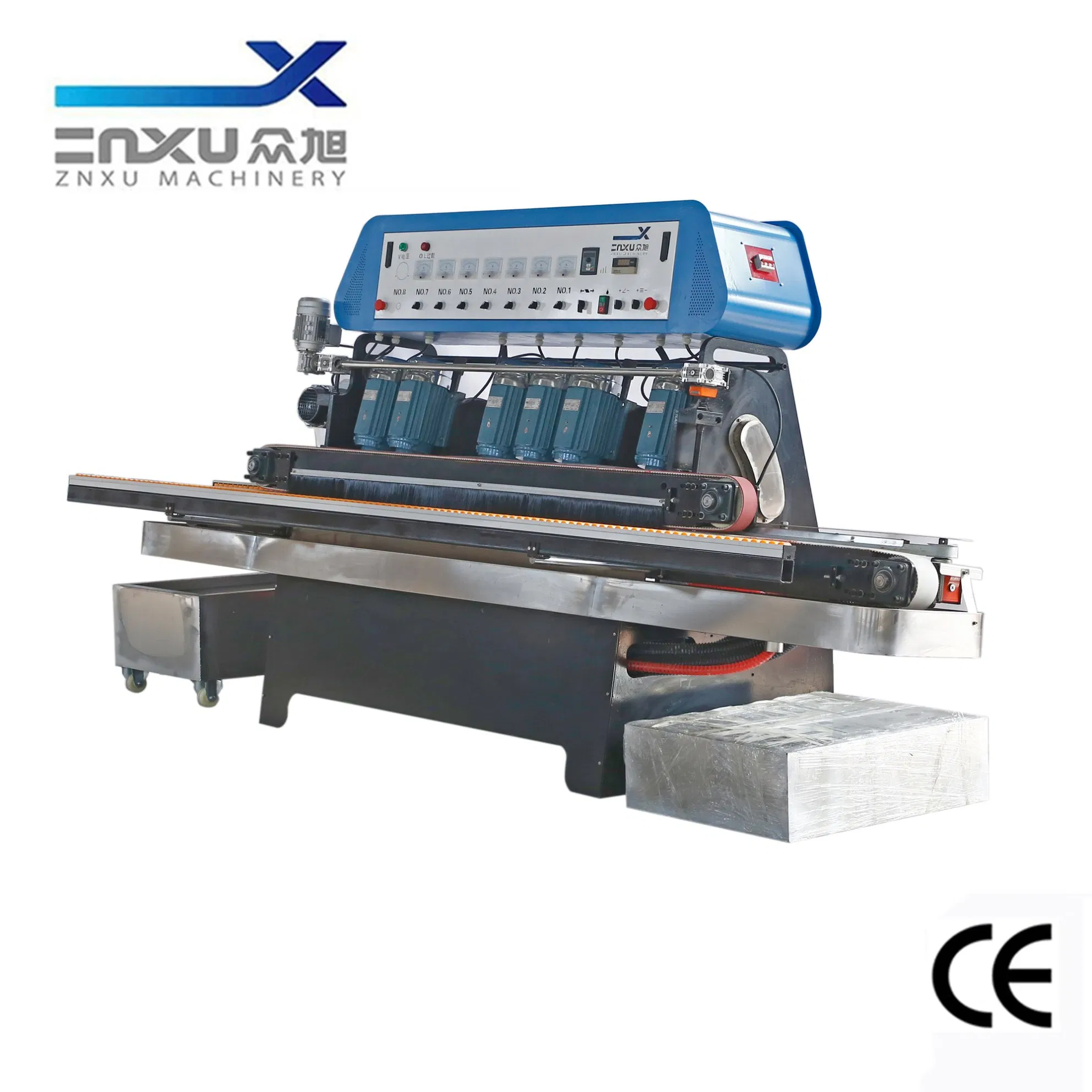 Advanced 7 Motor Glass Straight Line Edging Machine with Conveyor Belt