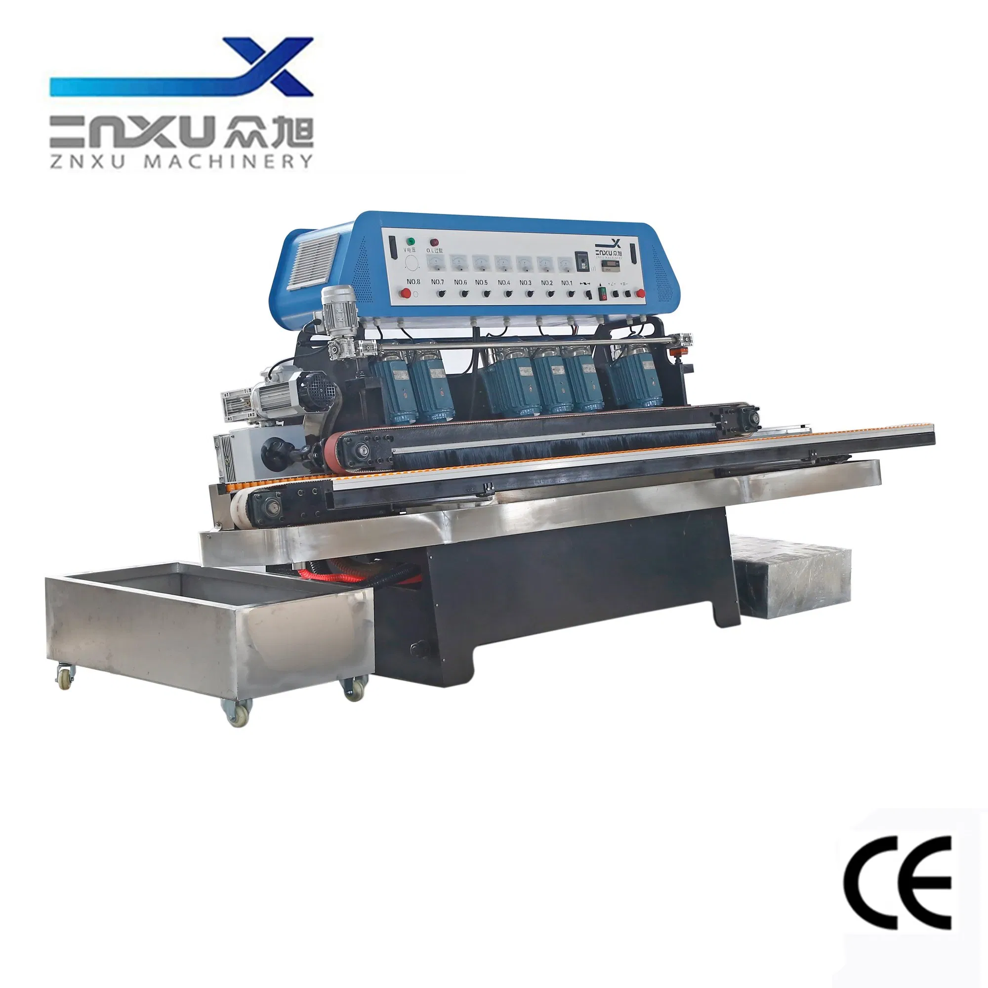 Advanced 7 Motor Glass Straight Line Edging Machine with Conveyor Belt
