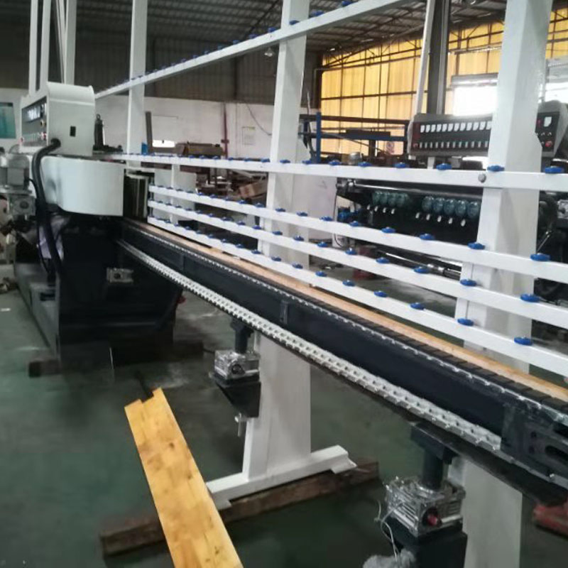 9 Motors Glass Straight Line Round Edging Polishing Machine with PLC Custom Made Accept