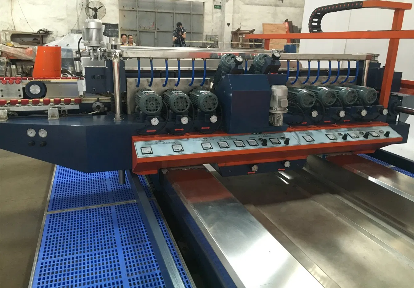 9 Wheels Manual Flat Glass Straight Line Double Edging Machine