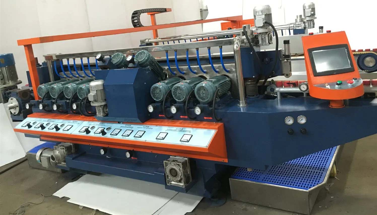 9 Wheels Manual Flat Glass Straight Line Double Edging Machine