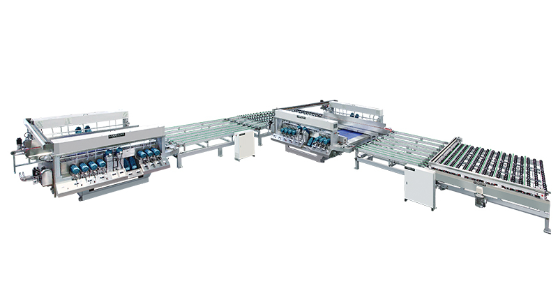 Fge-De 12 Motors High Speed PLC Control Intelligent Glass Double Edger Building Mirror Glass 2 Sides Edging Machine