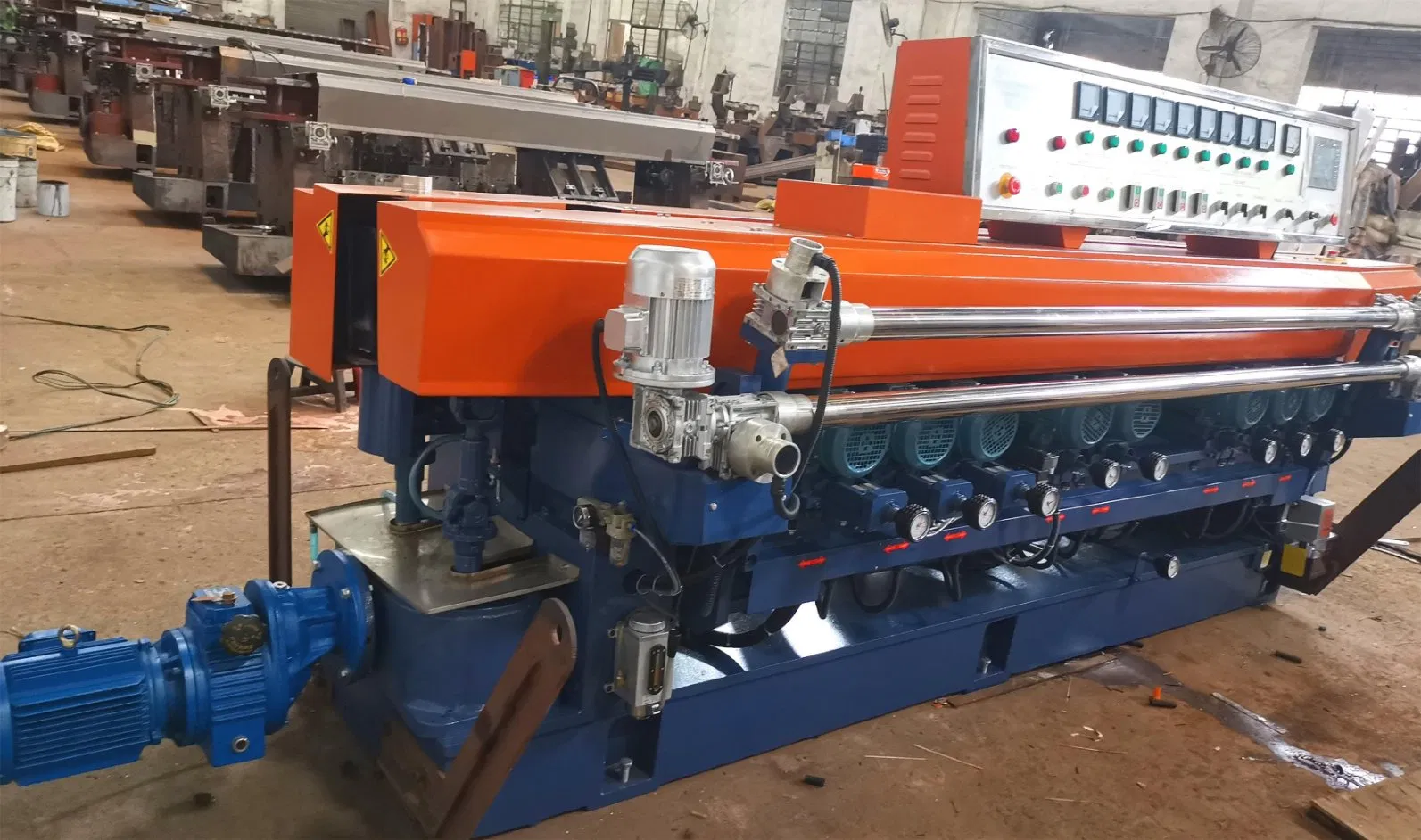 9 Motors Auto Flat Glass Straight Line Bevelling Machine