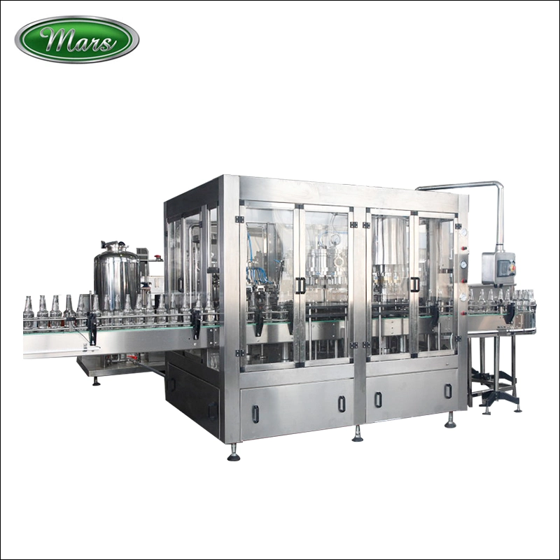 Glass Bottle Carbonated Soft Drink Beer Washing Filling Crown Capping Labeling Machine