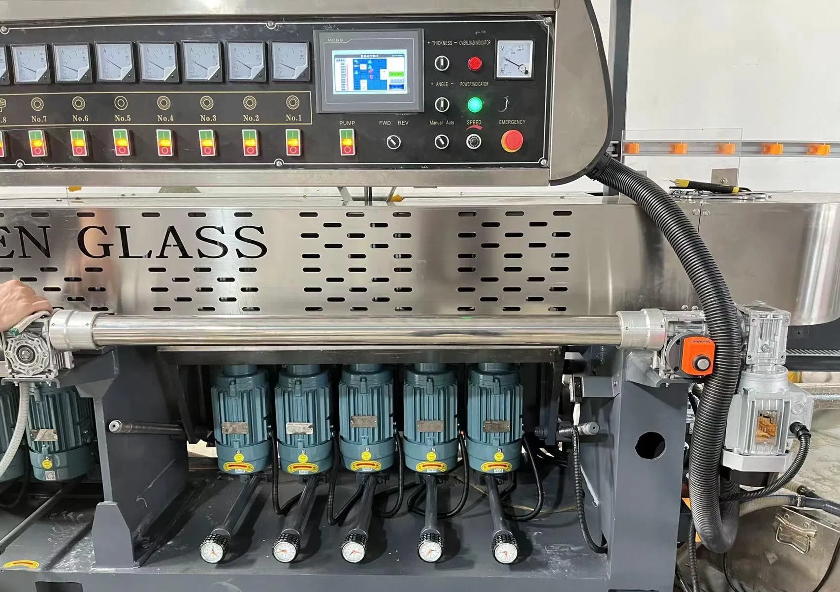 Sanken 10-Motor Glass Multilevel Facet Polishing Machine Glass Vertical Single Edger