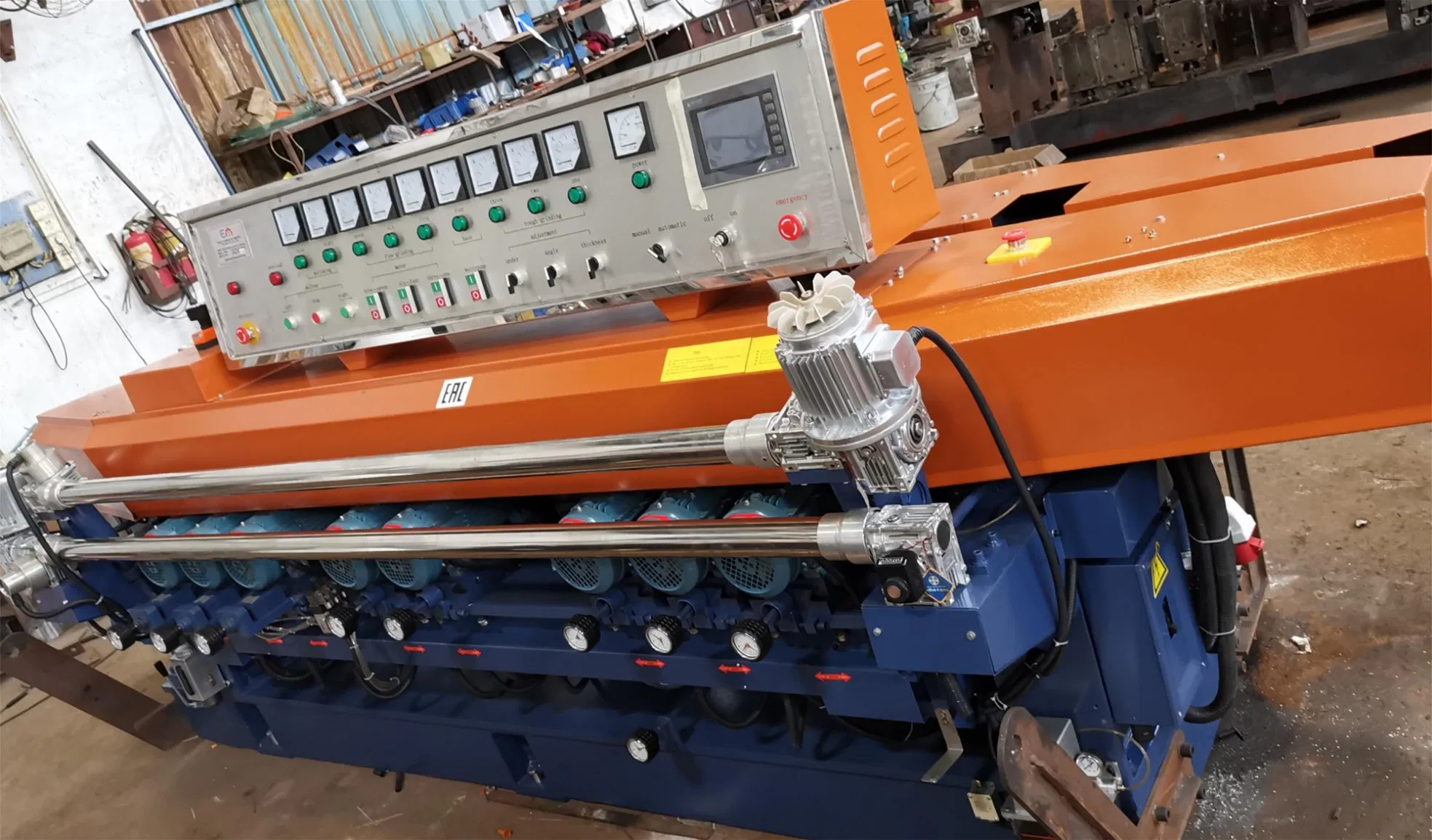 9 Spindles Automatic Glass Straight Line Bevelling Edge Machine