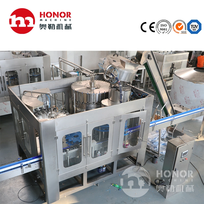 6000-12000bph Automatic Spring Drinking Pure Water Juice Carbonated Drinks Juice Liquid Glass Can Bottle Washing Filling Capping Bottling Making Packing Machine