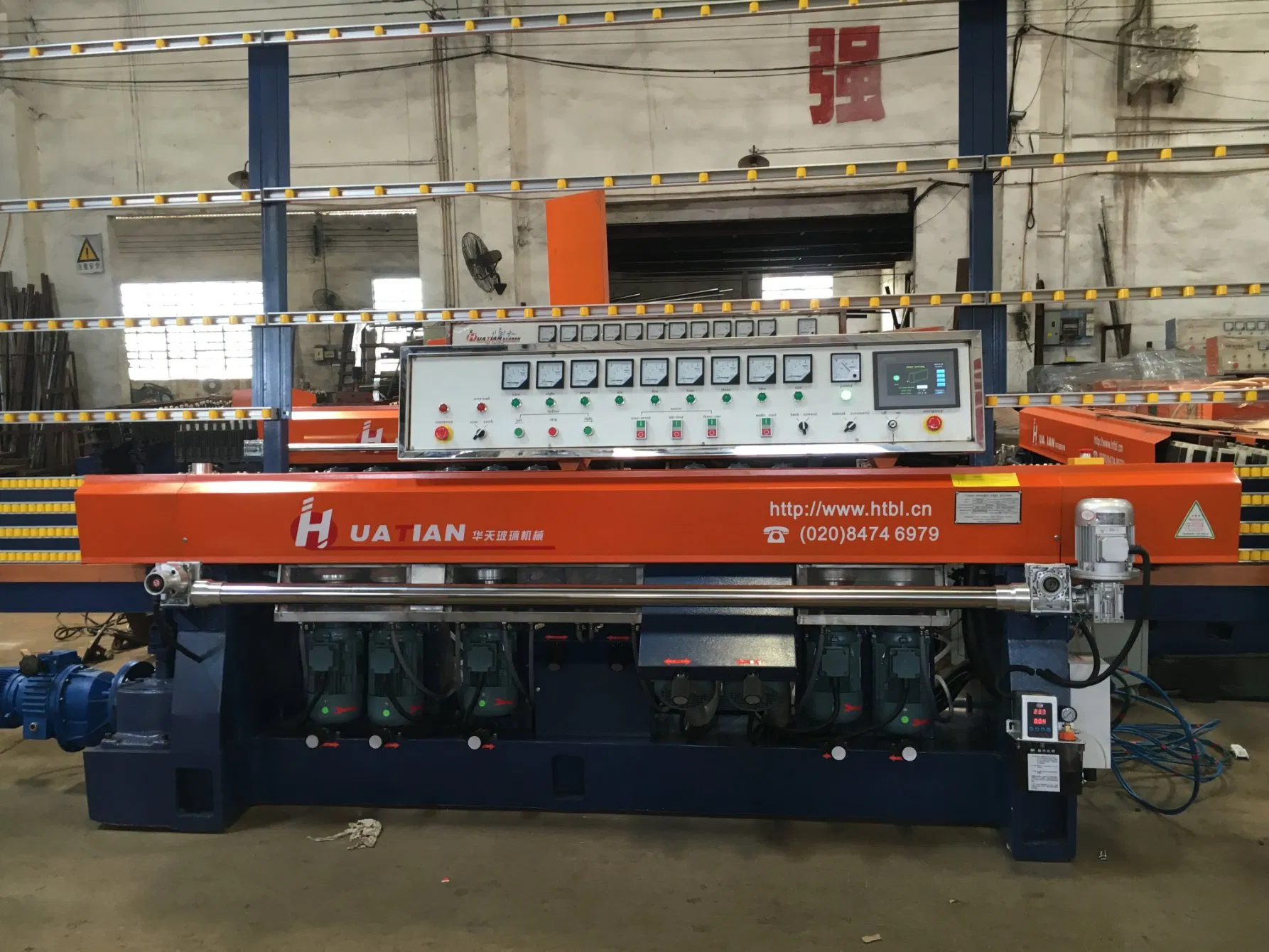 8 Spindles Wheels Flat Glass Straight Line Edging Machine Factory