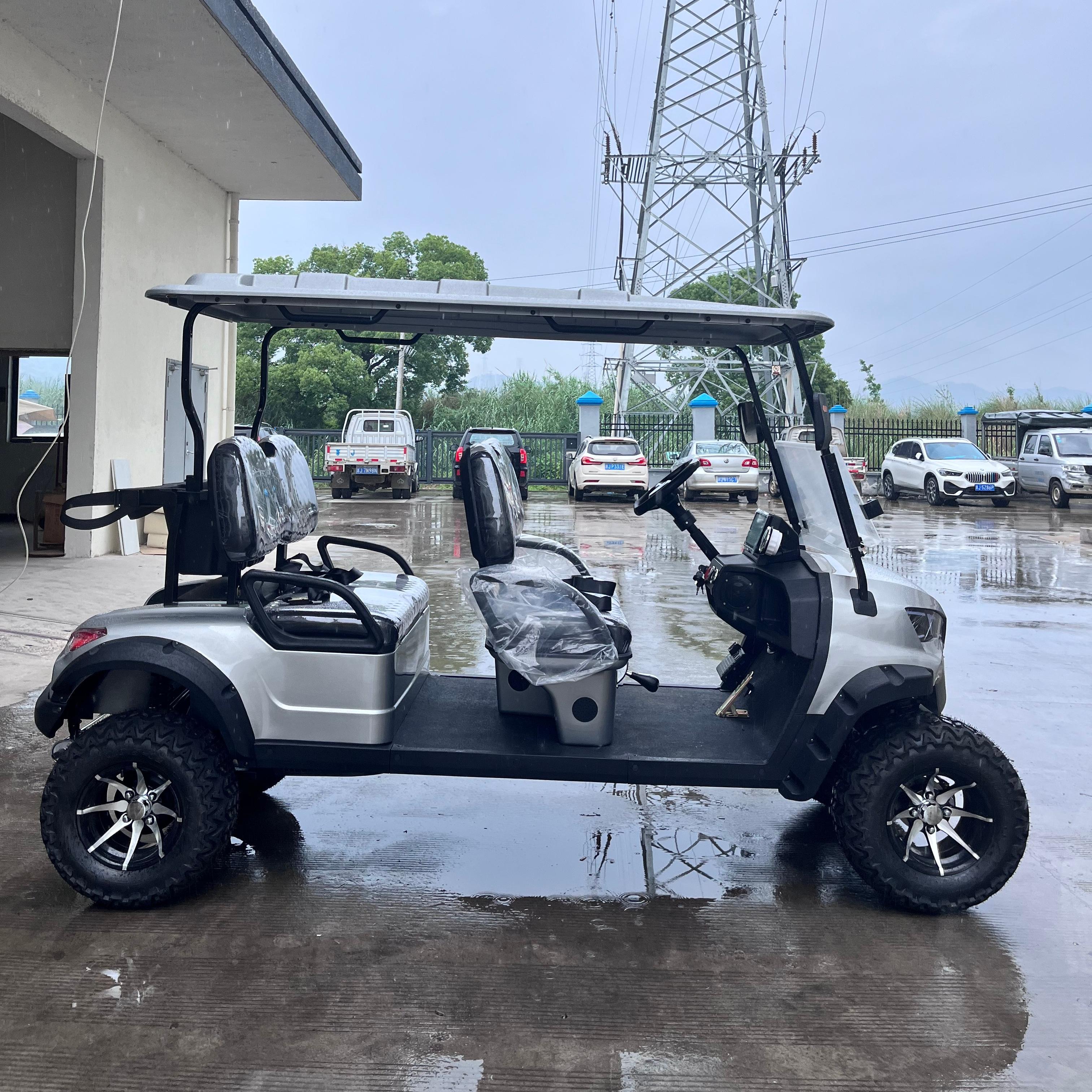 Electric 4 Seater Golf Cart 4KW American High-Efficiency Motor 48V-72V Battery LCD Touchscreen Hydraulic Brakes Off-road Tires