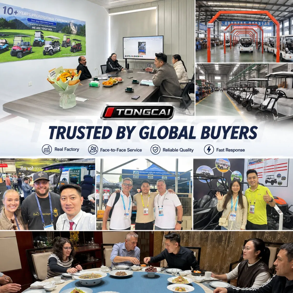 Tongcai EPA Approved 4 Seats 60V System Long Range 90 Km Per Charge Quiet Operation Independent Front Suspension for Bumpy Path Comfort as Electric Golf Cart