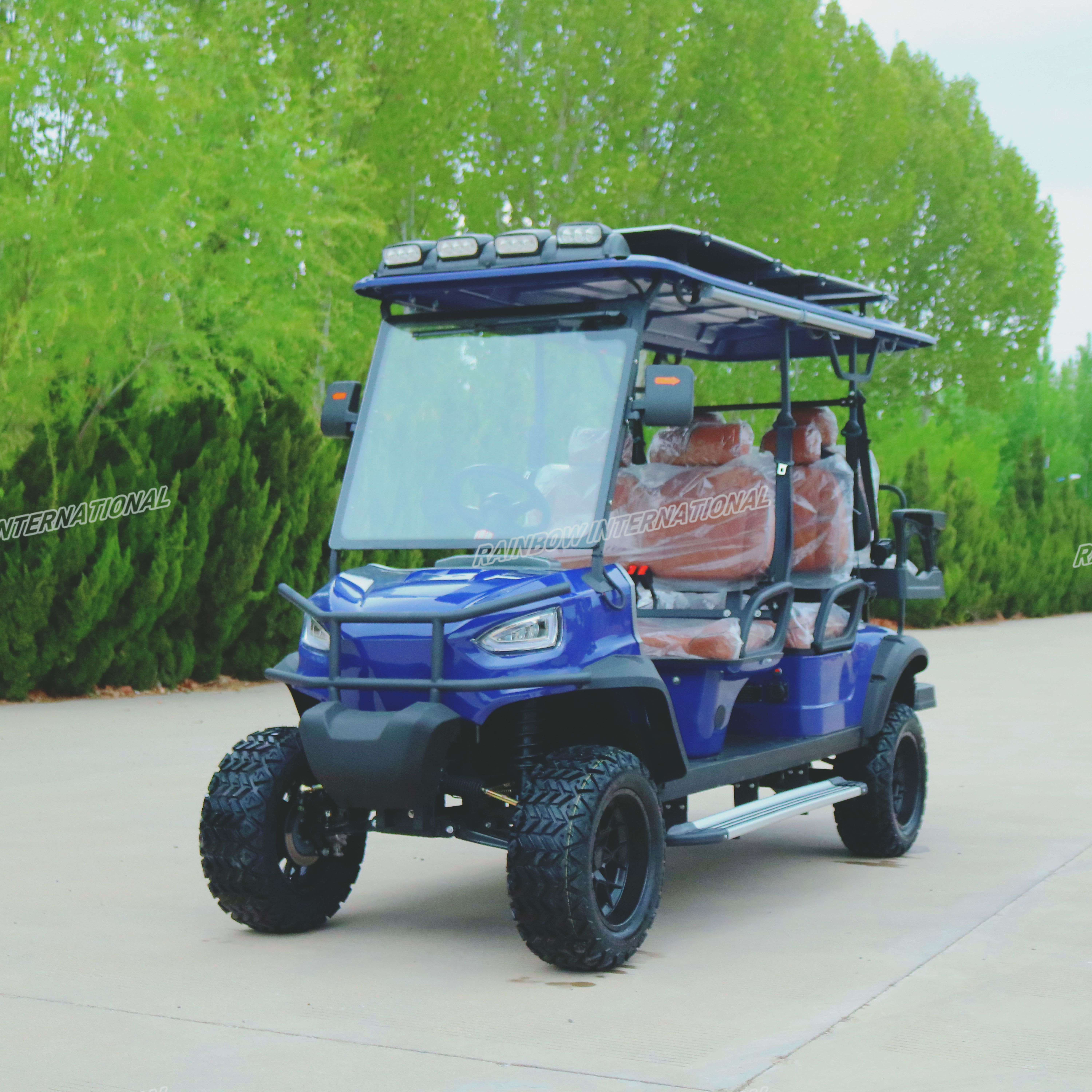 UK Customer Customized Right Hand Luxury Performance Solar Off-Road 6 Seater Electric Golf Buggy Cart with Lithium Battery