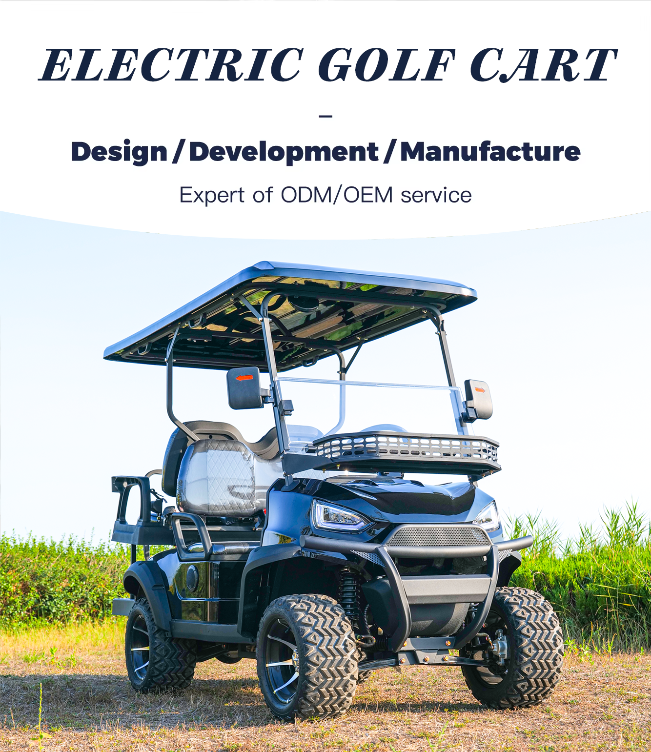 UK Customer Customized Right Hand Luxury Performance Solar Off-Road 6 Seater Electric Golf Buggy Cart with Lithium Battery