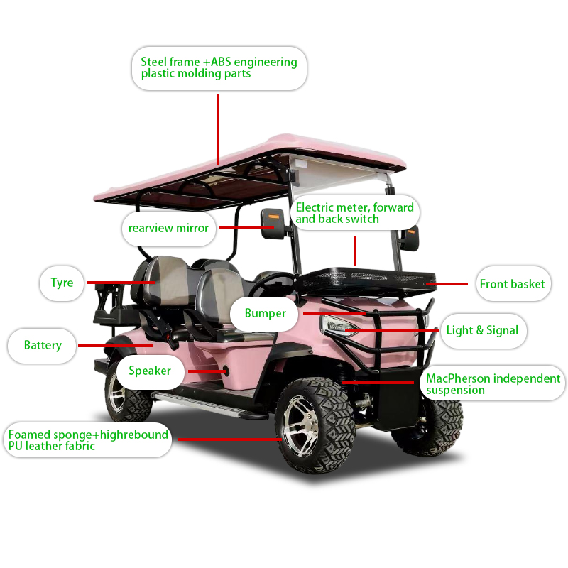 Luxury 6 Seater off Road Comfortable Sightseeing 60V Electric Golf Carts with 35KM/H Speed and 90km Range for Private Use