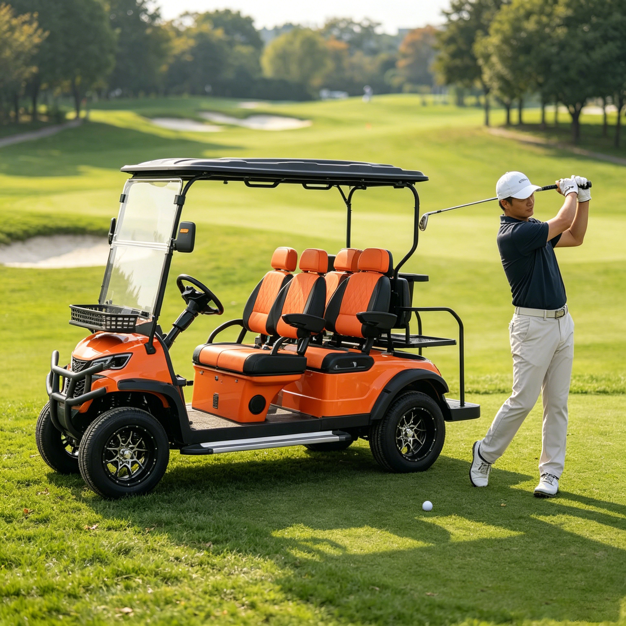 Rainbow Super-Torque Electric Golf Cart 4-Seater 72V Lithium System 7kW AC Motor Lifted High-Performance Buggy Hilly